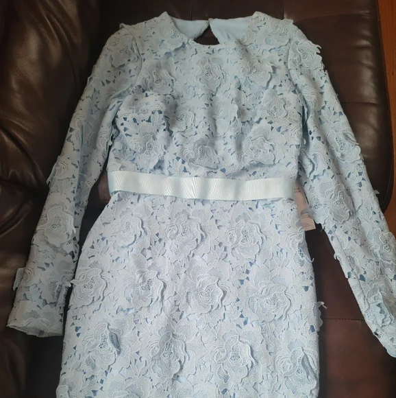 Cynthia Rowley | Dresses | Gorgeous Cynthia Rowley Blue Floral Lace Dress  With A Ribbon And Open Back 4 New | Poshmark